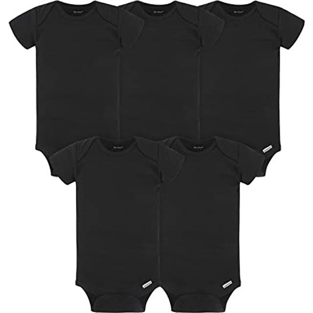 Gerber Baby 5-Pack Solid Onesies Bodysuits  Black  0-3 Months