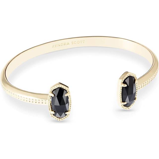 Kendra Scott Elton Cuff Bracelet for Women  Fashion Jewelry  14k Gold-Plated  Black Opaque Glass