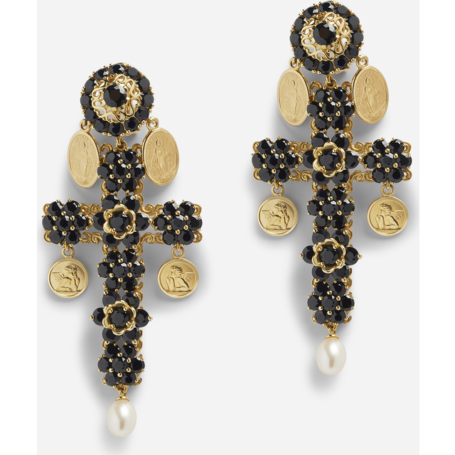 Dolce & Gabbana Sicily Earrings 18-carat Yellow Gold And Black Sapphires - Woman Earrings Gold Metal Onesize