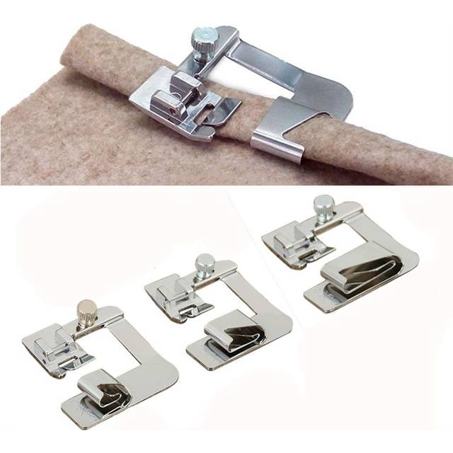 Windman 3 Sizes Wide Rolled Hem Pressure Foot Sewing Machine Presser Foot Hemmer Foot Set 1/2 Inch  3/4 Inch  1 Inch Low Shank Sewing Machine Presser