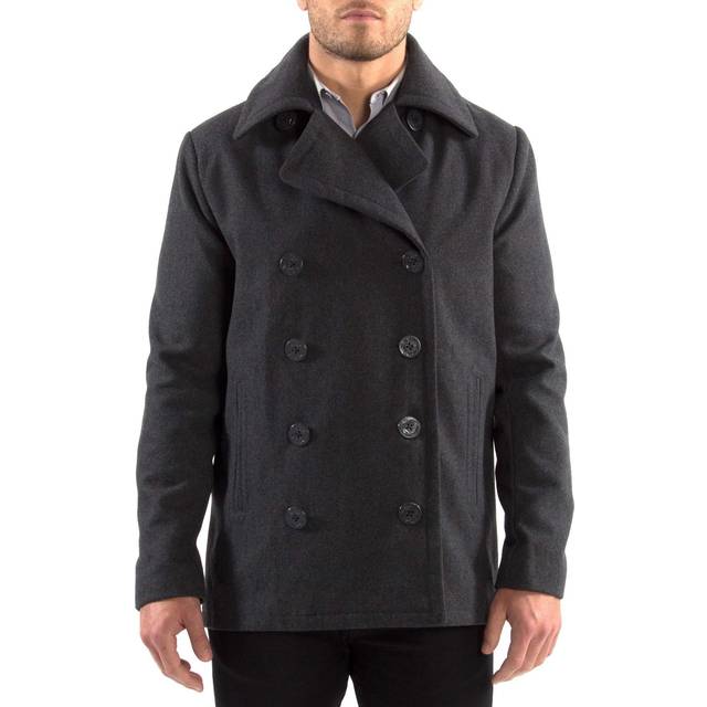Alpine Swiss Mason Mens Wool Blend Classic Pea Coat Gray Large