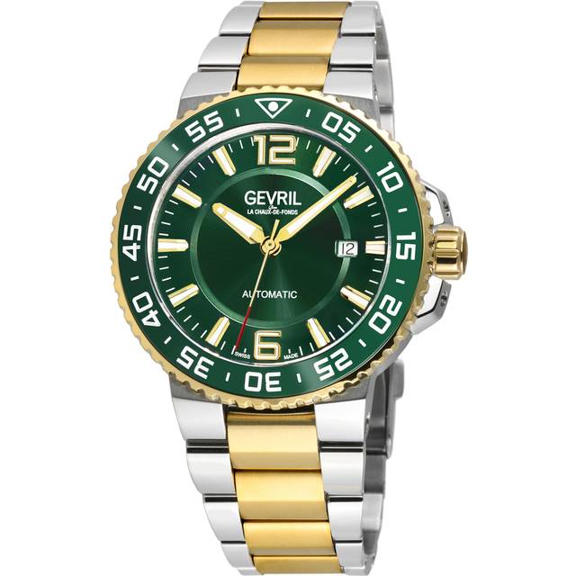 RiverSide 46703 Swiss Automatic Movement Sellita SW200 Luminous, Ceramic Ring, Glossy Dial, 316L Stainlesss Steel Watch - Green - One Size