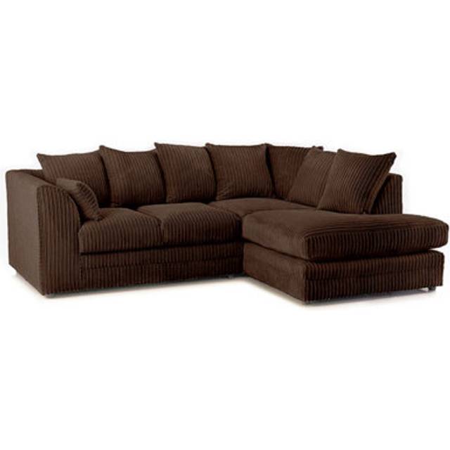 Portland Luxor 4 Seater Chocolate Jumbo Cord Right Hand L Shape Corner Sofa - Brown