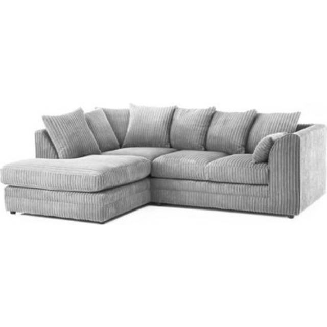 Luxor Jumbo Cord 4 Seater Corner sofa Left Hand Facing - Silver - One Size