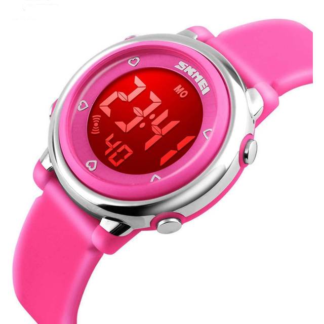 (Purple) Skmei Girls Digital Watch 50m Water Resistant With Stopwatch Alarm Ages 5+
