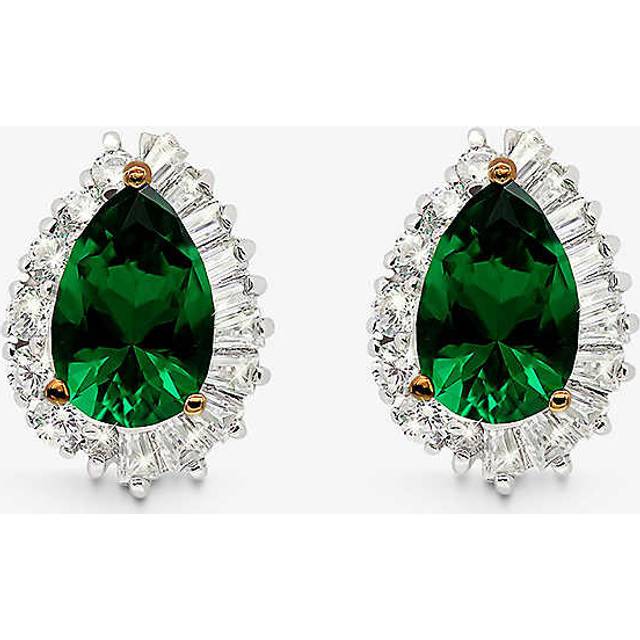 CARAT* LONDON Eleanor Silver Green Stone Stud Earrings