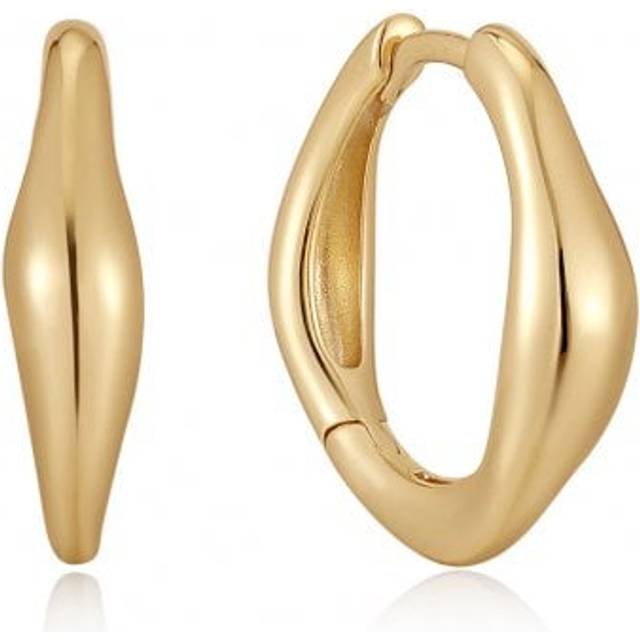 Ania Haie 14ct Gold Plated Sterling Silver Wave Huggie Hoop Earrings
