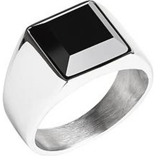 For You Collection Stainless Steel Ring with Black Onyx Inlay