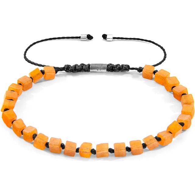 Ralph Silver and Stone SKINNY Macrame Bracelet - Orange - One Size