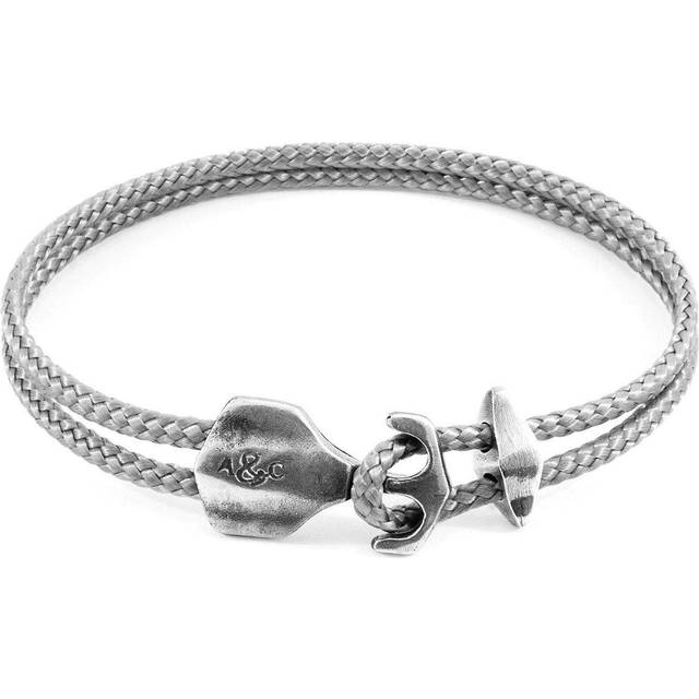 Classic Grey Delta Anchor Silver and Rope Bracelet