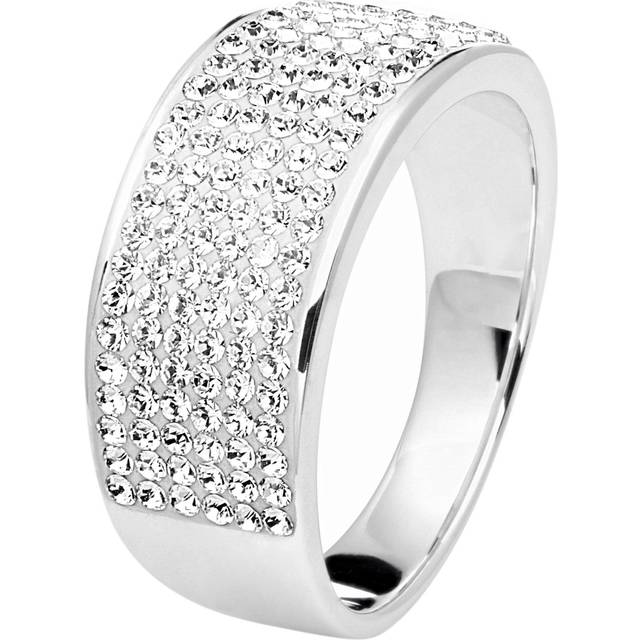 Evoke Sterling Silver Rhodium Plated Crystal 8mm Band Ring - Gold