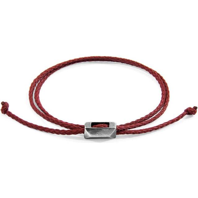 Edward Silver and Rope SKINNY Bracelet - Red - One Size