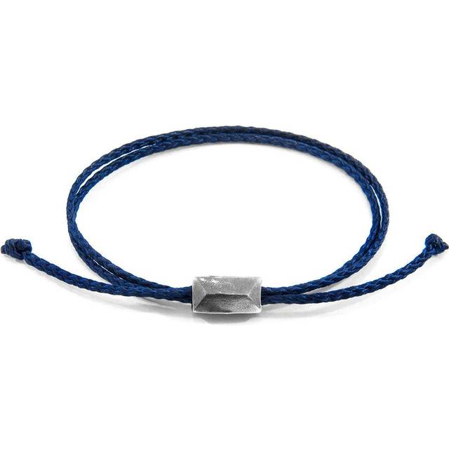 Edward Silver and Rope SKINNY Bracelet - Navy - One Size