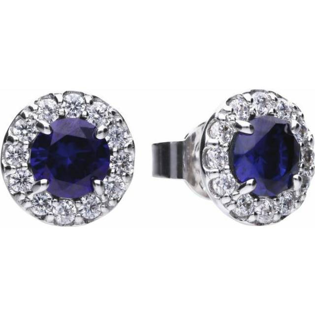 Diamonfire Silver Blue Zirconia Round Earrings E5598