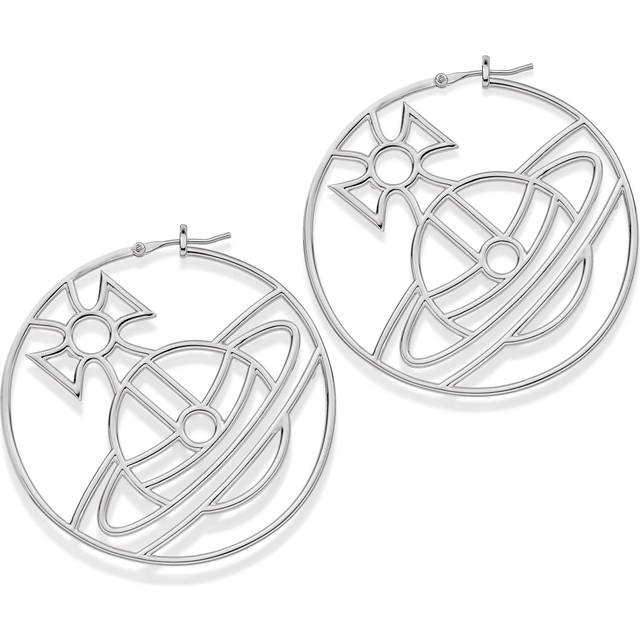 Vivienne Westwood Jewellery Womens Platinum Alina Orb Cut-out Brass Hoop Earrings - PLATINUM