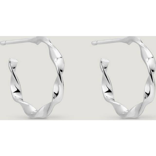 John Greed CANDY Spun Silver Twisted Open Hoop Earrings For Women - silver