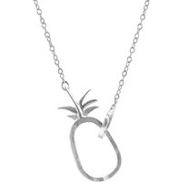 Tropical Pineapple Link Paradise Silver Necklace Pendant - 18 inches