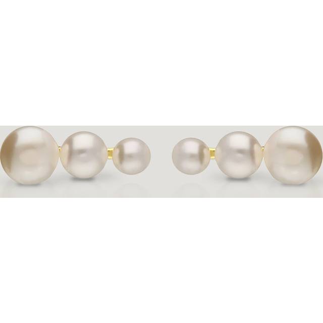 John Greed CANDY Spun Gold Plated Silver Graduated Freshwater Pearl Climber Earrings For Women - gold/silver