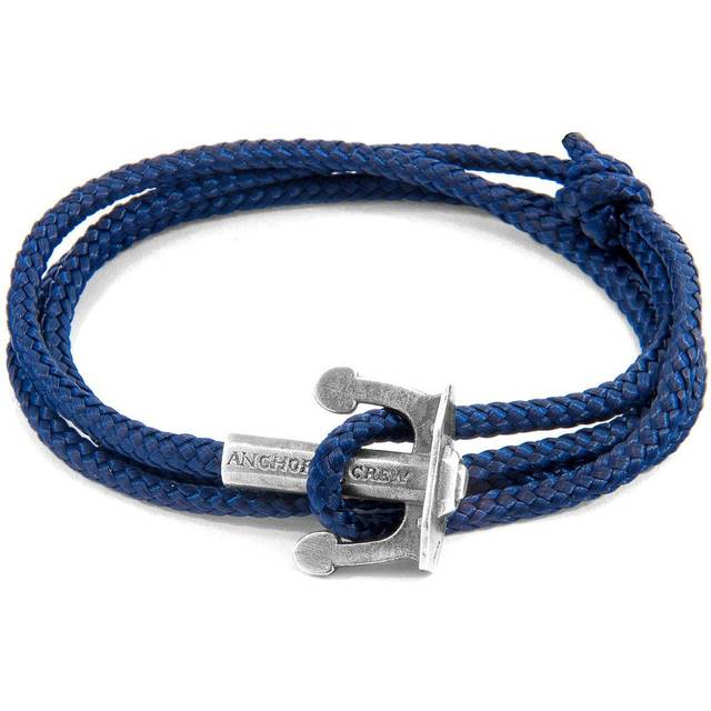 Union Anchor Silver and Rope Bracelet - Navy - One Size