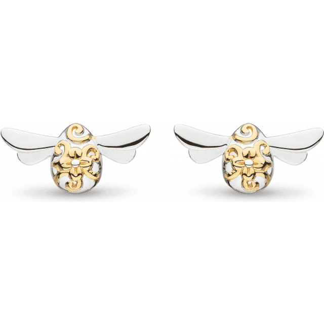 Kit Heath Blossom Flyte Honey Bee Stud Earrings - Silver,Gold - Width 1.45 cm, Height 0.70 cm