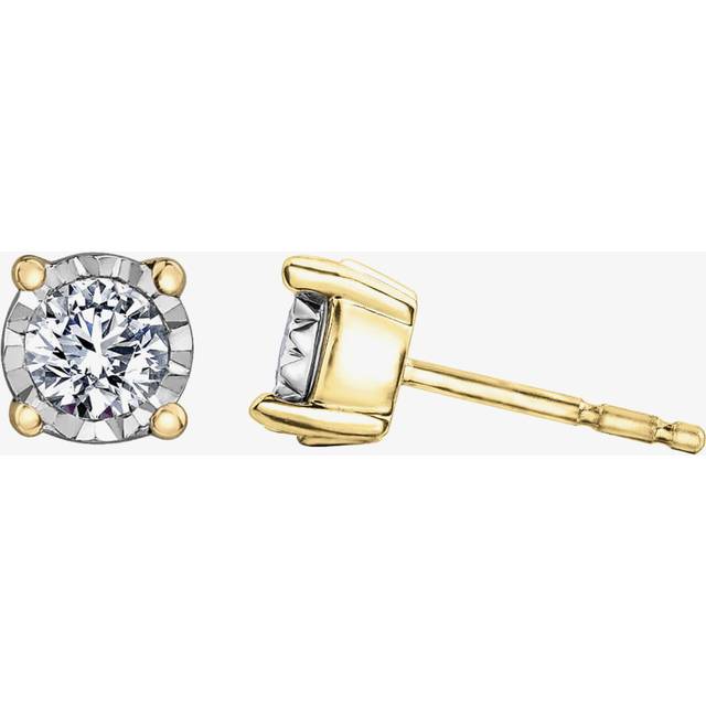 9ct Two Colour Gold 0.10ct Diamond Stud Earrings E4058YW/10-10