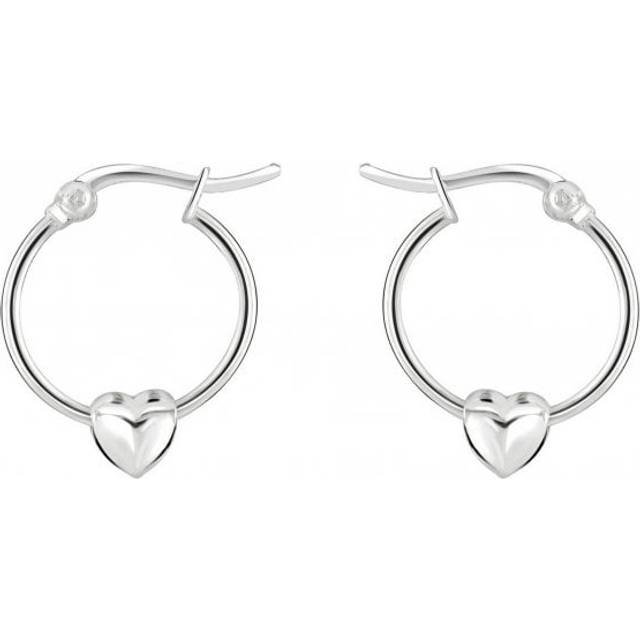 Dew Sterling Silver Heart Puff Sleeper Earrings