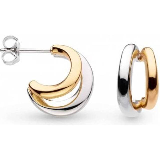 Kit Heath Bevel Cirque Link Golden Twin Hoop Earrings - Silver,Gold - Width 0.81 cm x Height 1.50 cm