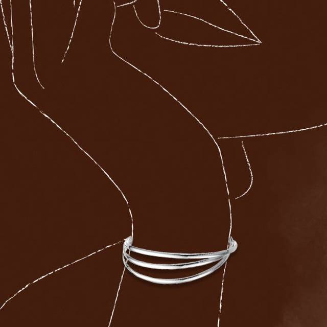 John Greed Portrait Identity Silver Triple Bangle For Women - silver