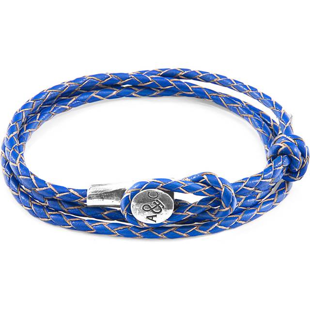 Dundee Silver and Braided Leather Bracelet - Blue - One Size
