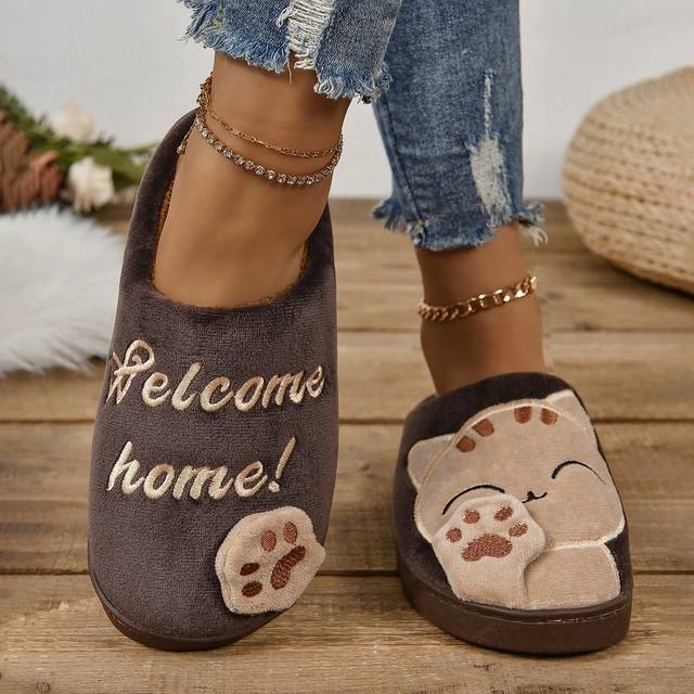 Kvinnor, nya tecknade fluffiga tofflor, lockande kattdesign, mysiga inomhustofflor, parstil - Multifärgad (EUR44-45,CN36-37,CN38-39,CN40-41,CN42-43,CN44-45)