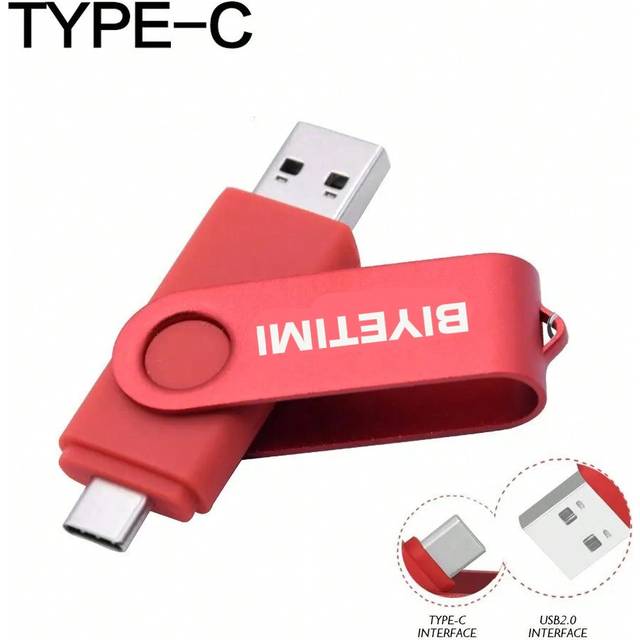 Biyetimi Type C Usb Interface 2.0 OTG Flash Drive 64GB 32gb Smart Phone Tablet PC 128GB Pendrives Real Capacity Usb Stick - Röd (32G,64G,128G)