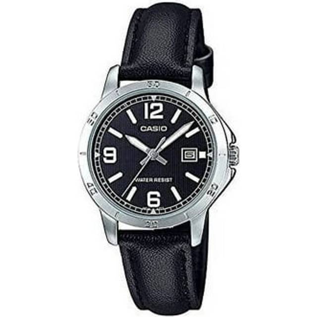 Womens watch casio ltp-v004l-1budf leather black classic
