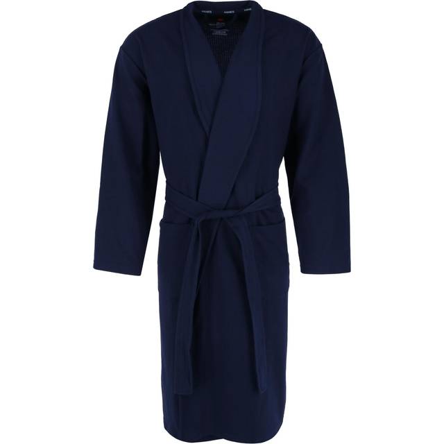 Hanes Men's Waffle Knit Robe - Blue one size (one size)