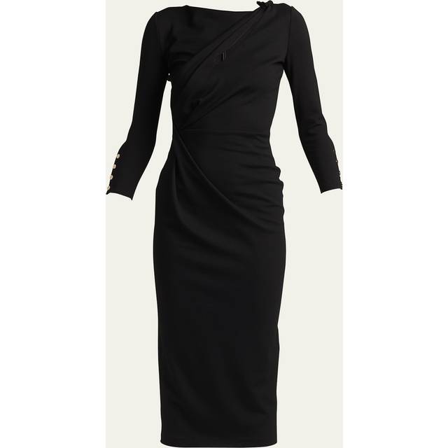 Asymmetric Keyhole Midi Dress - BLACK - 42 IT (6 US)