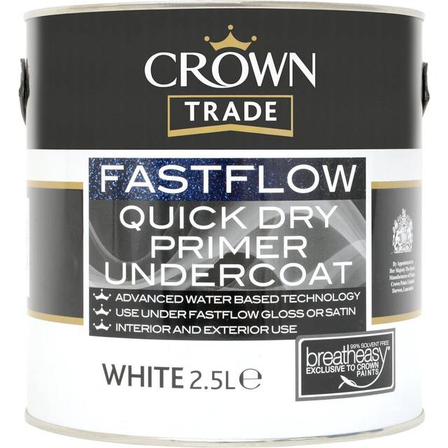 Crown Trade Fastflow Quick Dry Primer Undercoat, White 2.5L, Quick dry primer, Window Paint, Paints