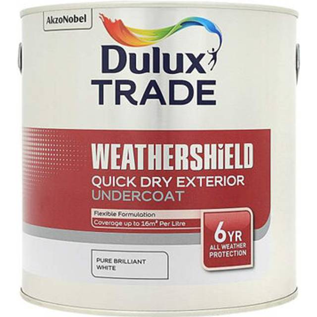 Dulux Trade Weathershield Quick Dry Exterior Flexible Undercoat, White 2.5L