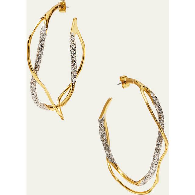 Alexis Bittar Intertwined Two Tone Pave Hoop Earrings in Gold | Statement Jewelry from Alexis Bittar (One Size)