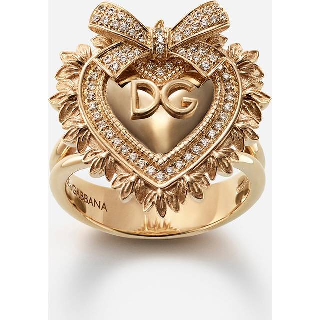 Dolce & Gabbana Devotion Ring In Yellow Gold With Diamonds - Woman Rings Gold 54
