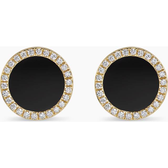 Petite DY Elements® Stud Earrings in 18ct Yellow Gold with Black Onyx and Diamonds, 11mm