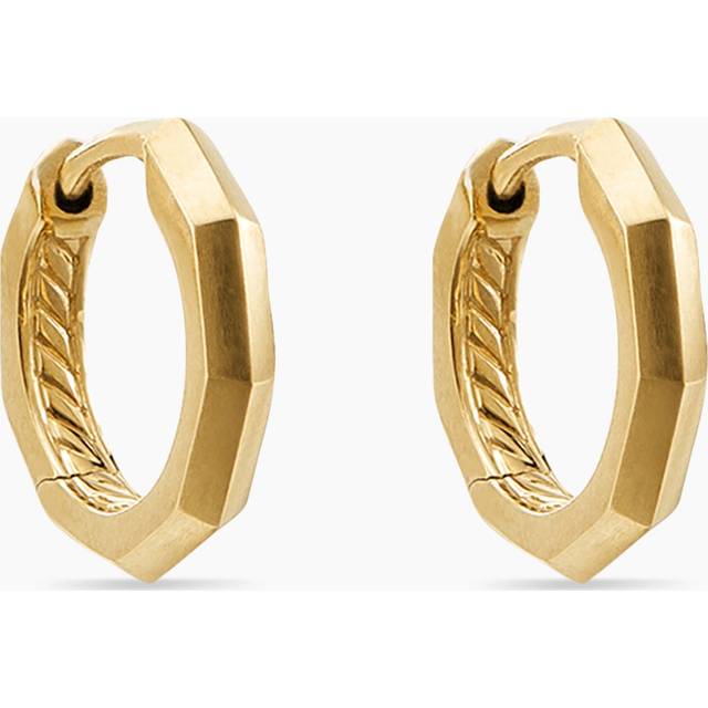 Stax Faceted Huggie Hoop Earrings in 18ct Yellow Gold, 13.7mm