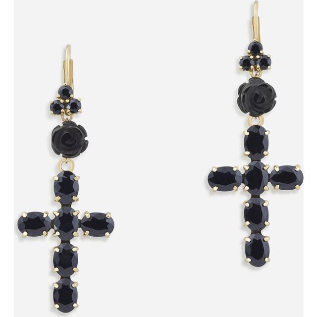 Dolce & Gabbana Yellow Gold Family Earrings With Black Sapphires - Woman Earrings Gold Metal Onesize