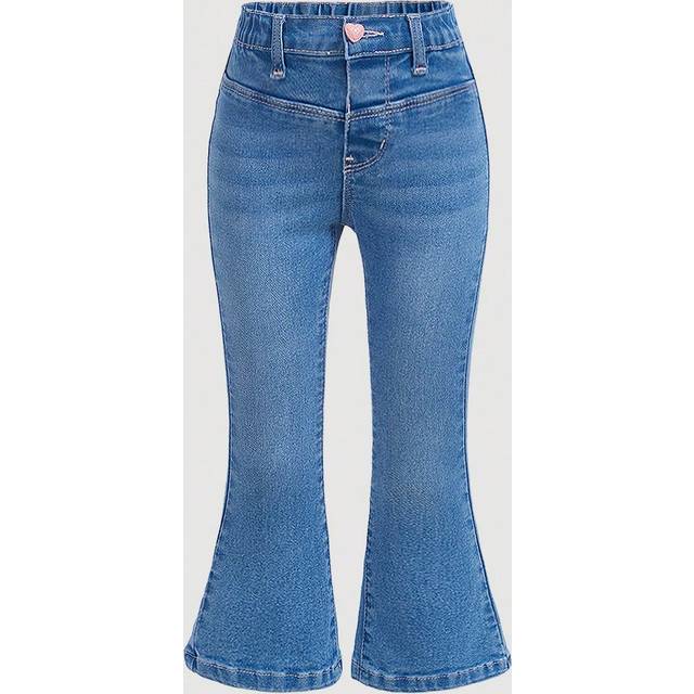 SHEIN Young Girl Flared Jeans, Casual Elastic Waist Long Pants
