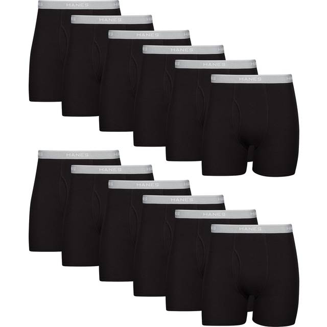 Hanes Mens Underwear Briefs  Cool Dri Moisture-wicking Cotton No-ride-up For Men  Multi-packs Available Boxer  12 Pack - Black  Medium US