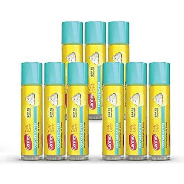 Carmex Daily Care Moisturizing Lip Balm with SPF 15, Cupcake Batter Lip Balm Sticks, 0.15 OZ Each - 9 Count