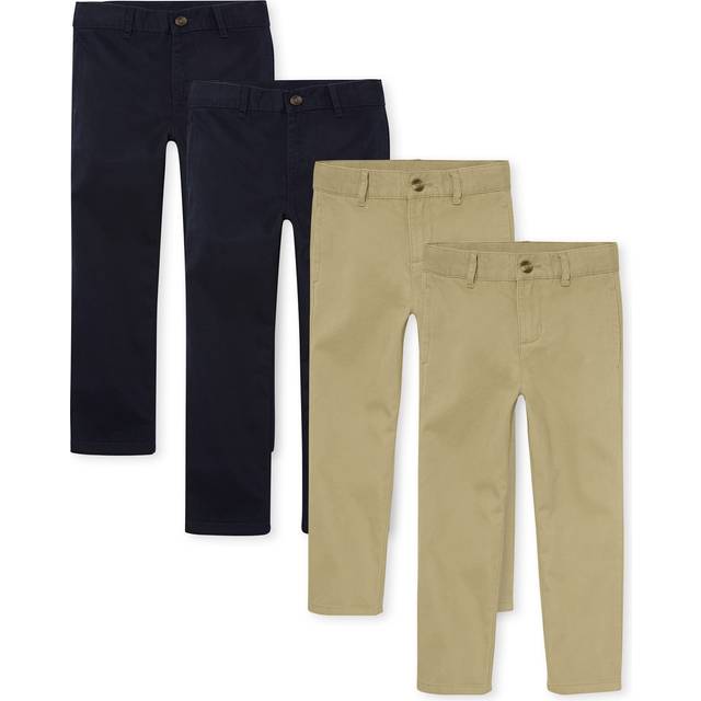 The Children's Place Boys Stretch Skinny Chino Pants  Flax/New Navy 4-Pack  14 Slim