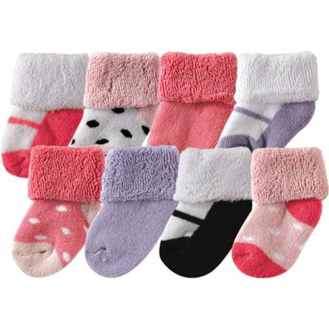 Luvable Friends Unisex Baby Newborn and Baby Terry Socks  Pink Black