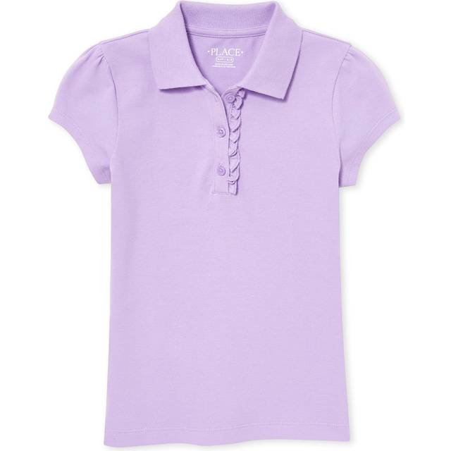 The Children's Place girls Uniform Ruffle Pique Polo Shirt  Purple Pro