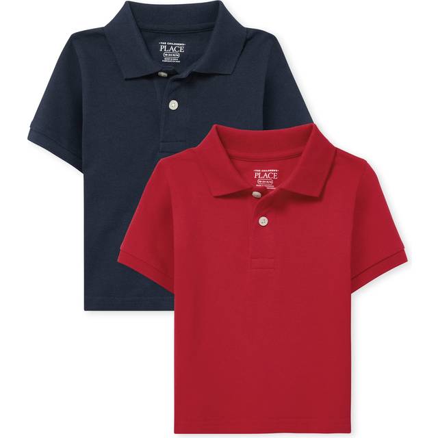The Children's Place baby boys And Toddler Short Sleeve Pique Polo Shirt  Classic Red/Nautico 2 Pack  9-12 Months US