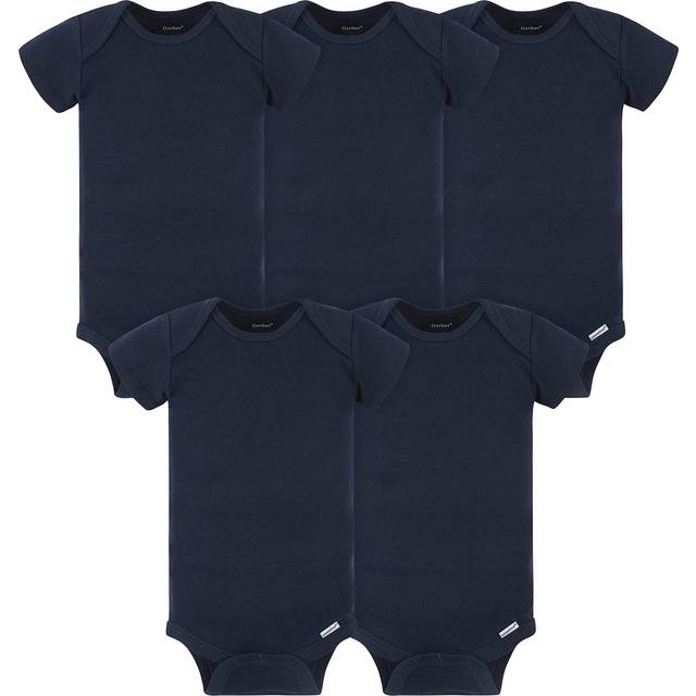 Gerber Baby 5-Pack Solid Onesies Bodysuits  Navy  12 Months