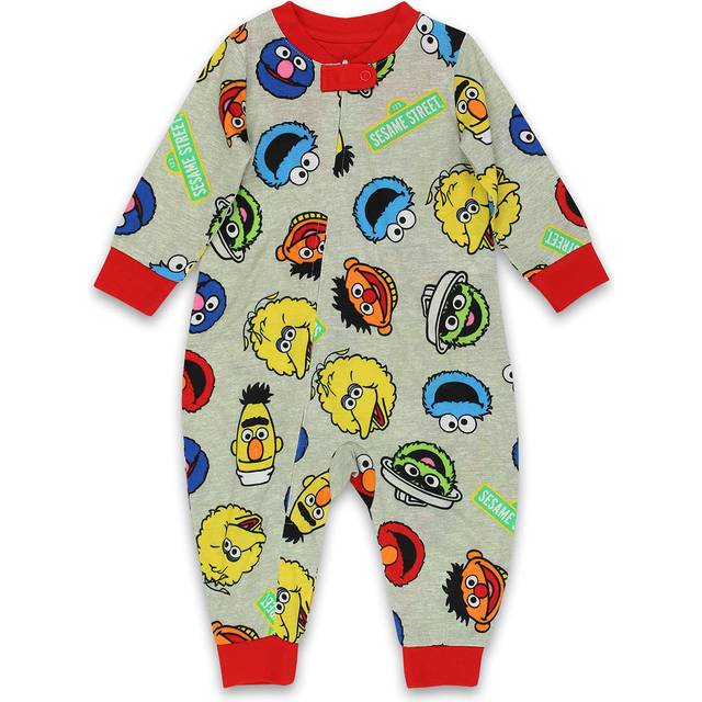 Sesame Street Elmo Cookie Monster Infant Toddler Footless Sleeper Pajamas (6-9 Months  Gray)